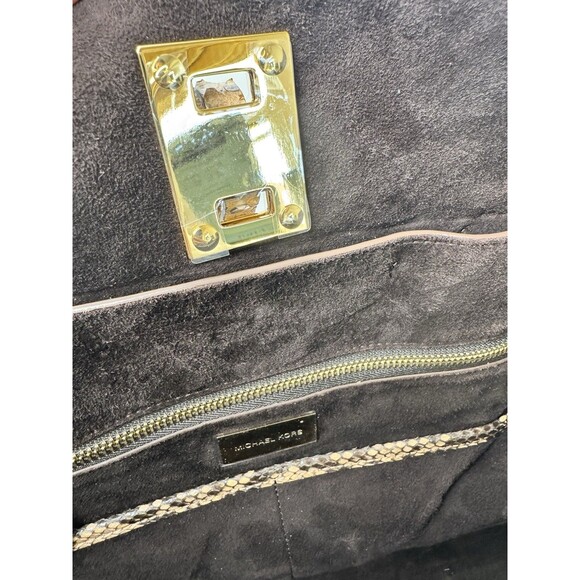 RARE 2015 Michael Kors Collection Brown Black Large Miranda Python Leather Tote - Picture 13 of 16